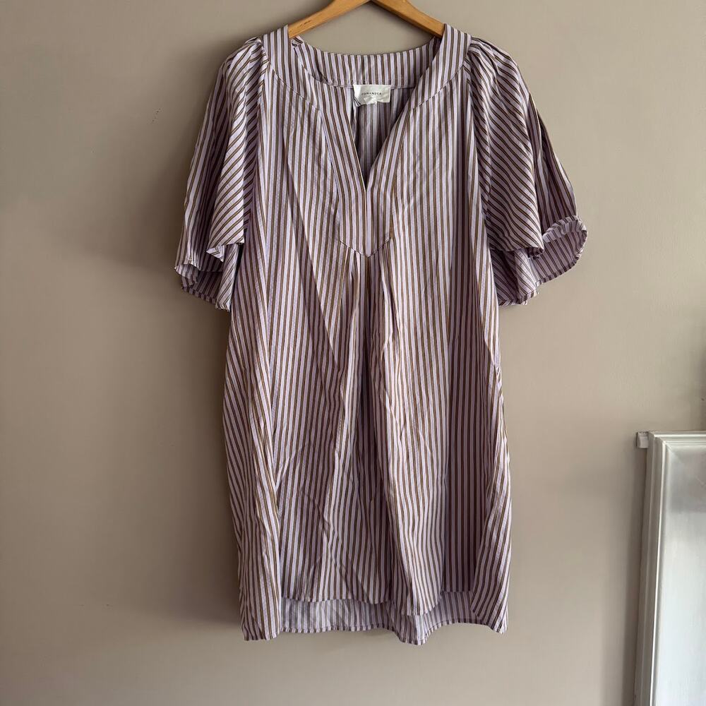 Tuckernuck Pomander Place Lilac Purple Stripe Seersucker Short Sleeve Dress XL - Picture 2 of 7